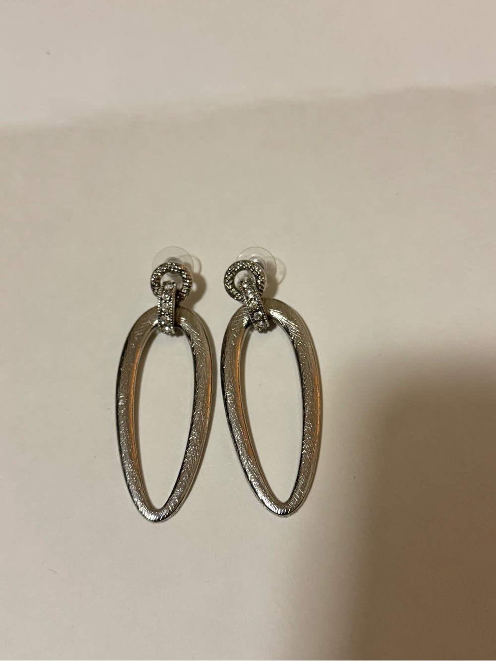 Silver Open Oval Drop Earrings - Women Jewelry
